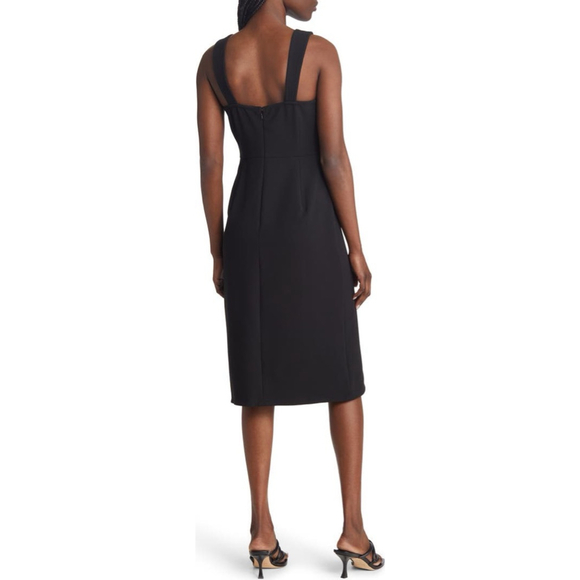 Women's Chelsea28 Black Square Neck Midi Dress XS - Picture 2 of 14